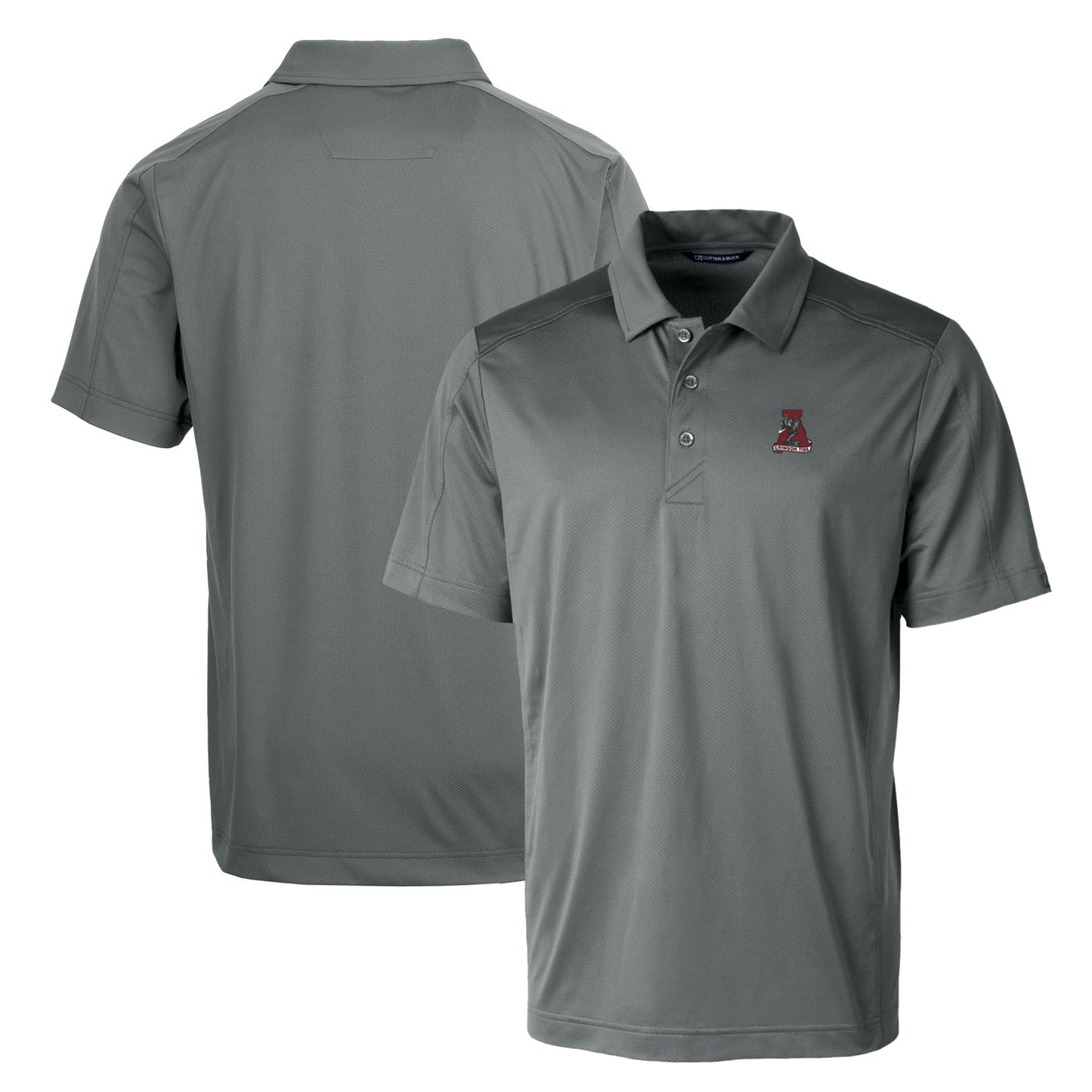 Cutter & Buck Steel Alabama Crimson Tide Primary Team Logo Prospect Textured Stretch Polo