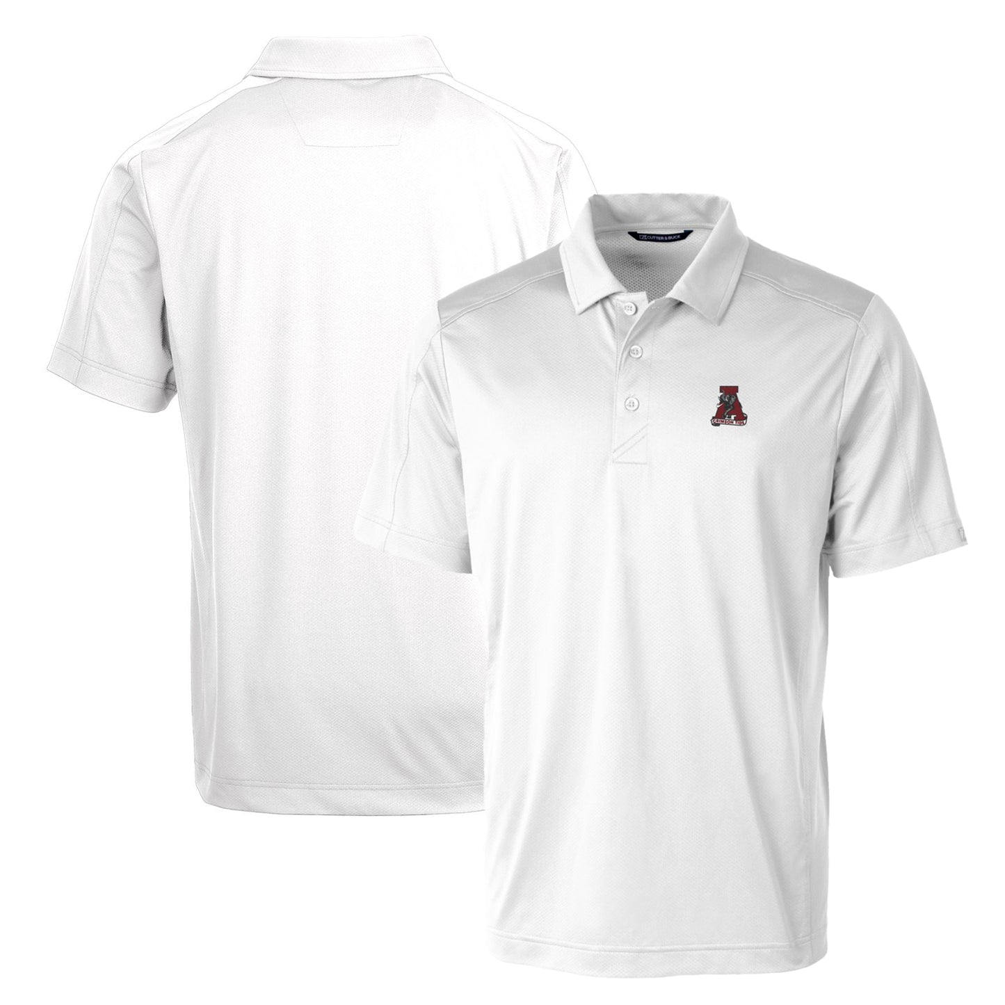 Cutter & Buck White Alabama Crimson Tide Primary Team Logo Prospect Textured Stretch Polo