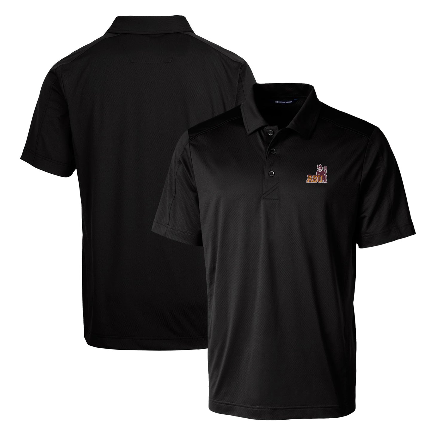 Cutter & Buck Black Arizona State Sun Devils Primary Team Logo Prospect Textured Stretch Polo