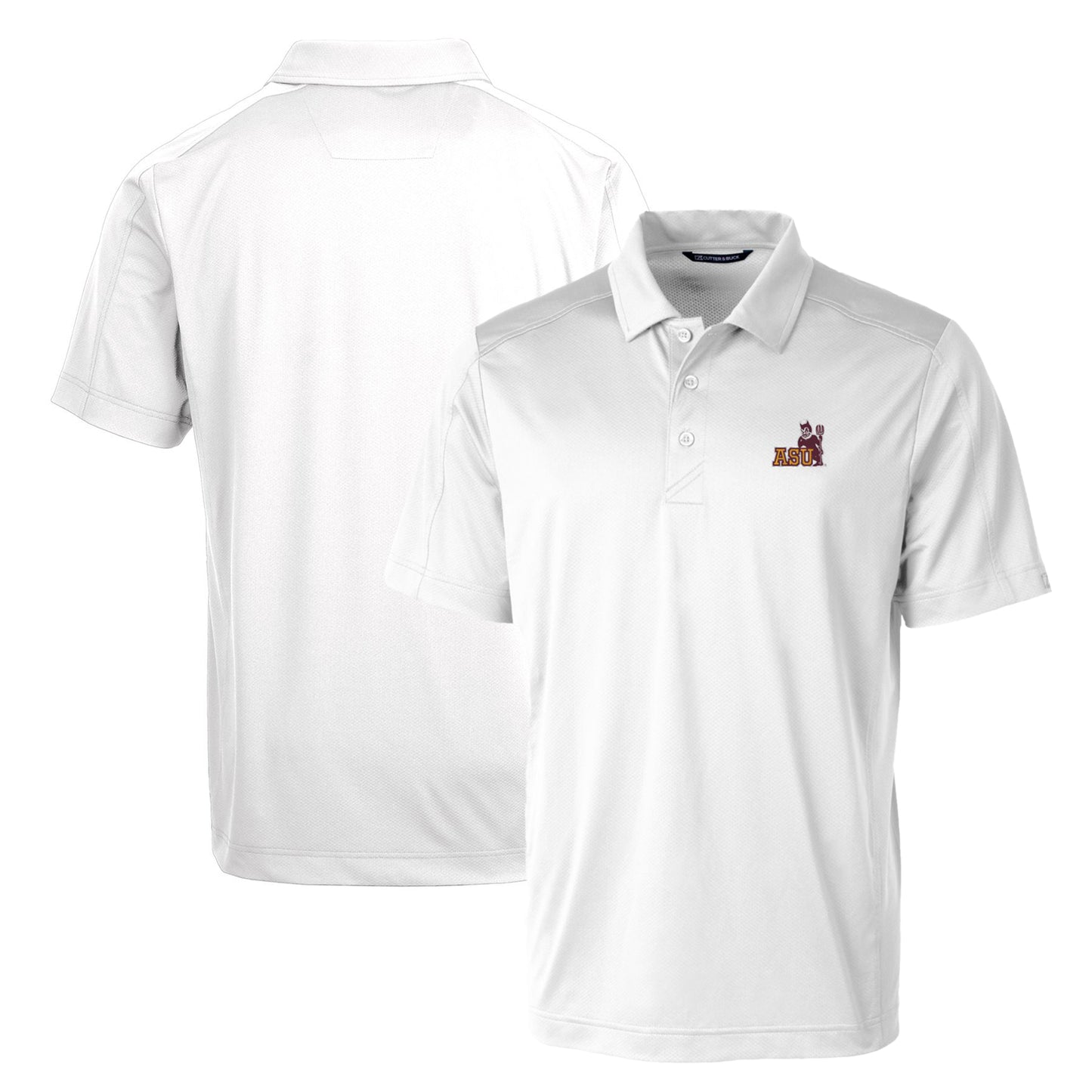 Cutter & Buck White Arizona State Sun Devils Primary Team Logo Prospect Textured Stretch Polo