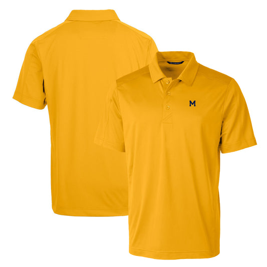 Cutter & Buck Gold Michigan Wolverines Primary Team Logo Prospect Textured Stretch Polo
