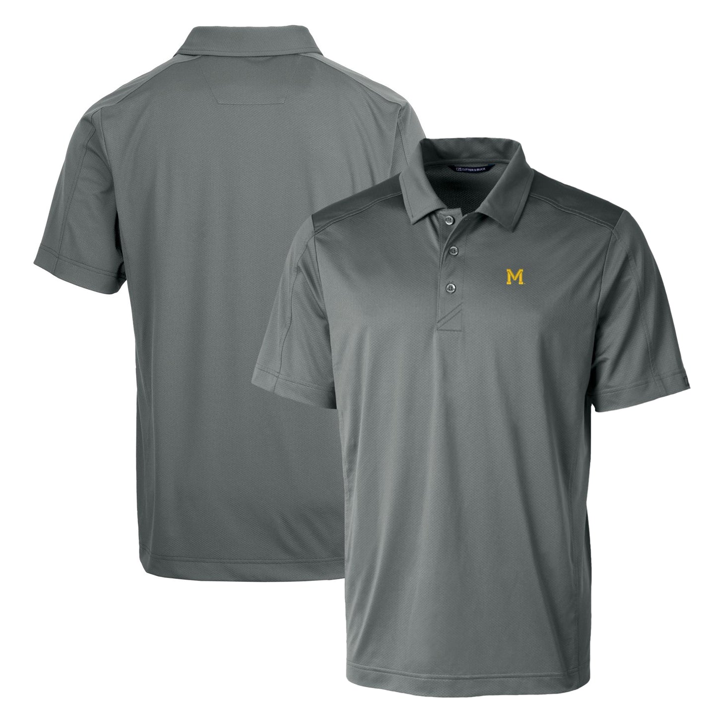 Cutter & Buck Steel Michigan Wolverines Primary Team Logo Prospect Textured Stretch Polo