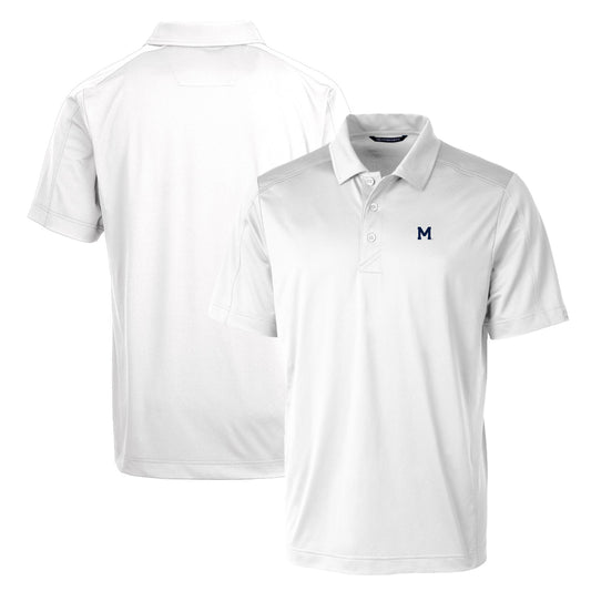 Cutter & Buck White Michigan Wolverines Primary Team Logo Prospect Textured Stretch Polo