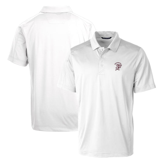 Cutter & Buck White Mississippi State Bulldogs Primary Team Logo Prospect Textured Stretch Polo