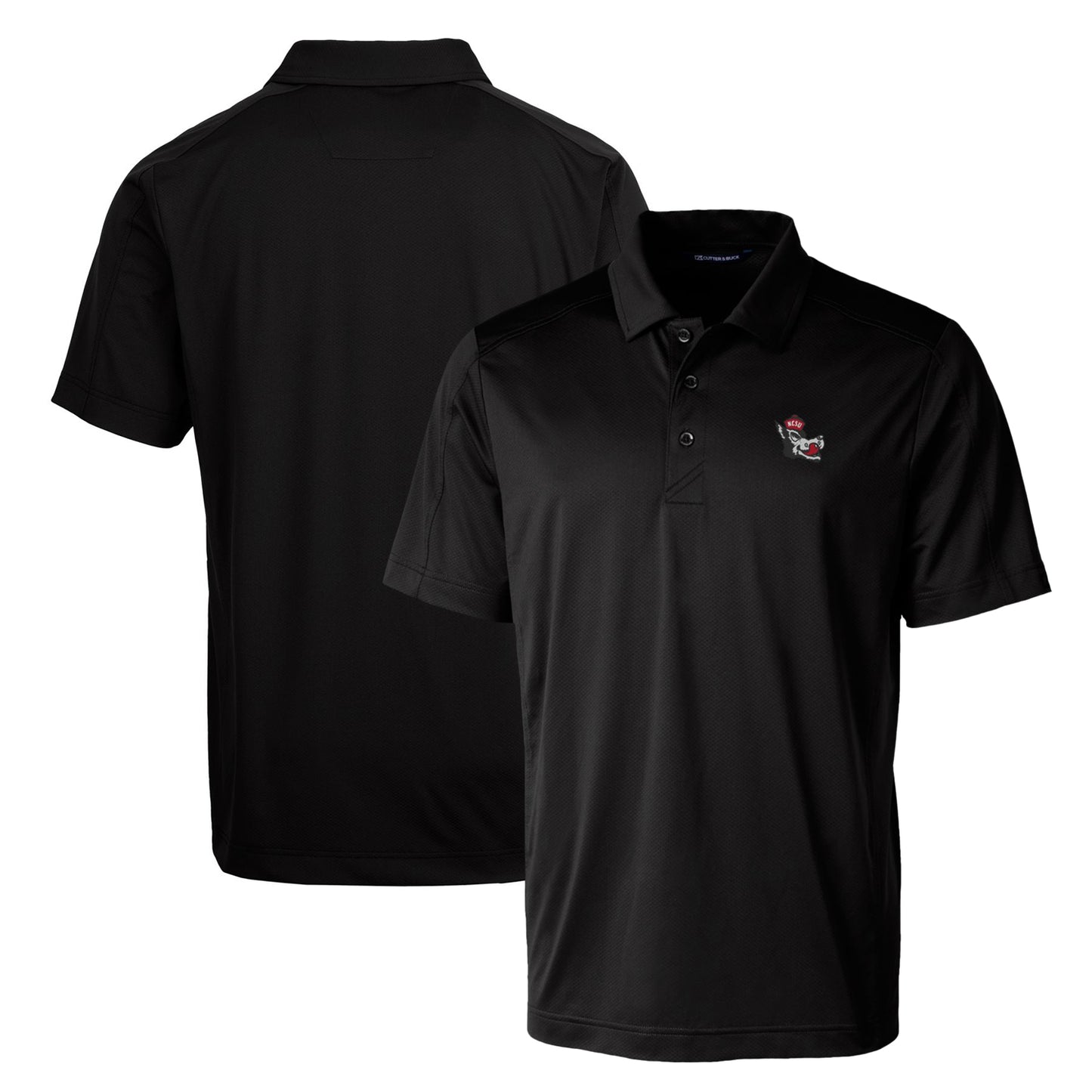 Cutter & Buck Black NC State Wolfpack Primary Team Logo Prospect Textured Stretch Polo