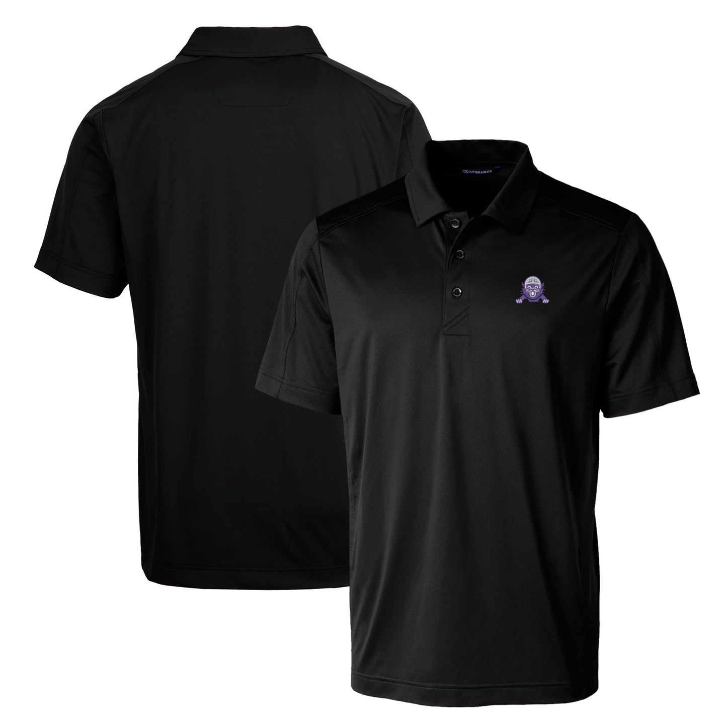 Cutter & Buck Black Northwestern Wildcats Primary Team Logo Prospect Textured Stretch Polo