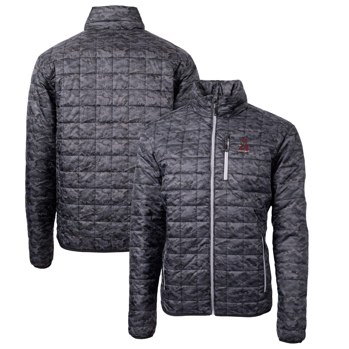 Cutter & Buck Black Alabama Crimson Tide Primary Team Logo Rainier PrimaLoft Eco Insulated Printed Full-Zip Puffer Jacket