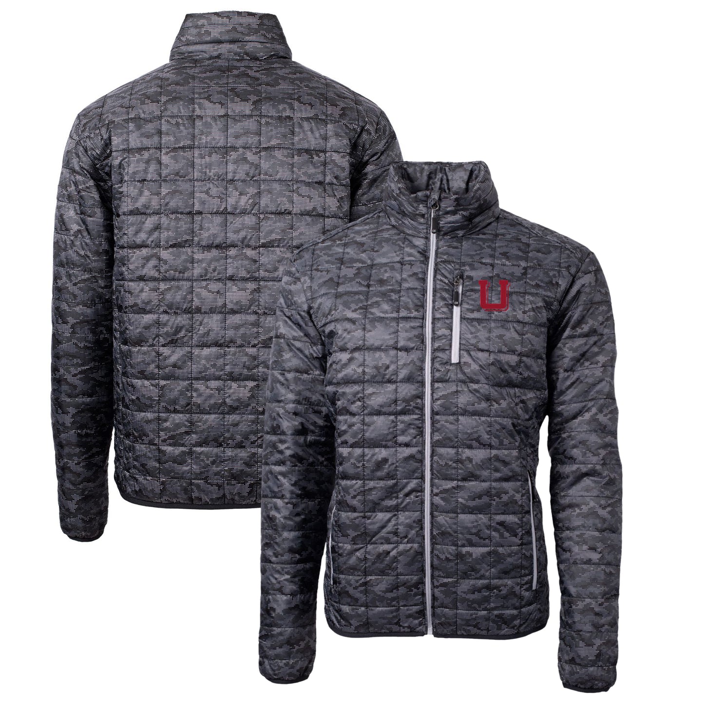 Cutter & Buck Black Utah Utes Primary Team Logo Rainier PrimaLoft Eco Insulated Printed Full-Zip Puffer Jacket