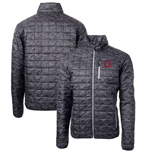 Cutter & Buck Black Utah Utes Primary Team Logo Rainier PrimaLoft Eco Insulated Printed Full-Zip Puffer Jacket