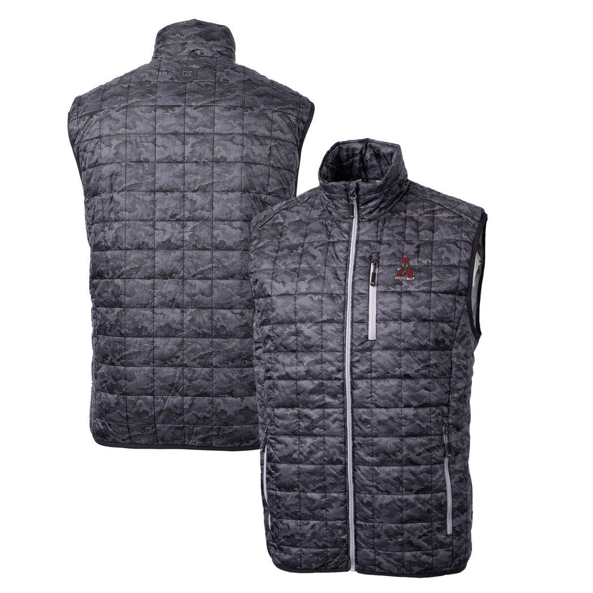 Cutter & Buck Black Alabama Crimson Tide Primary Team Logo Rainier PrimaLoft Eco Insulated Printed Full-Zip Puffer Jacket