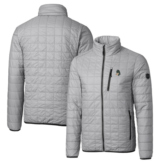 Cutter & Buck Gray Michigan State Spartans Primary Team Logo Rainier PrimaLoft Eco Insulated Full-Zip Puffer Jacket