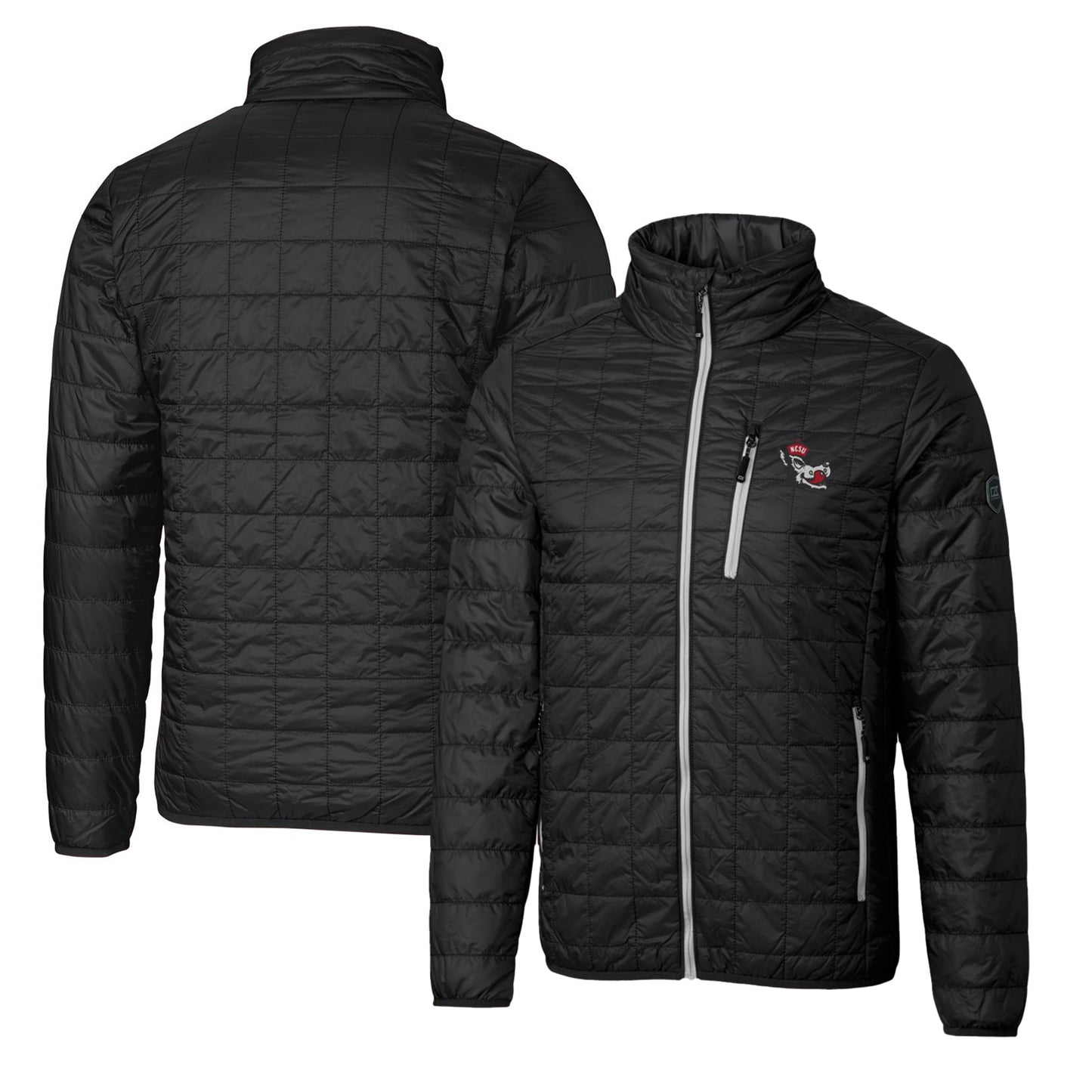 Cutter & Buck Black NC State Wolfpack Primary Team Logo Rainier PrimaLoft Eco Insulated Full-Zip Puffer Jacket
