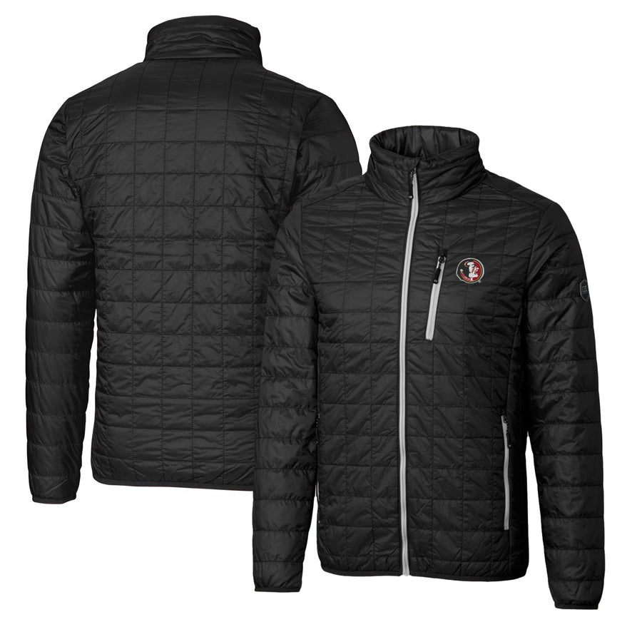 Cutter & Buck Black Florida State Seminoles Primary Team Logo Rainier PrimaLoft Eco Insulated Full-Zip Puffer Jacket