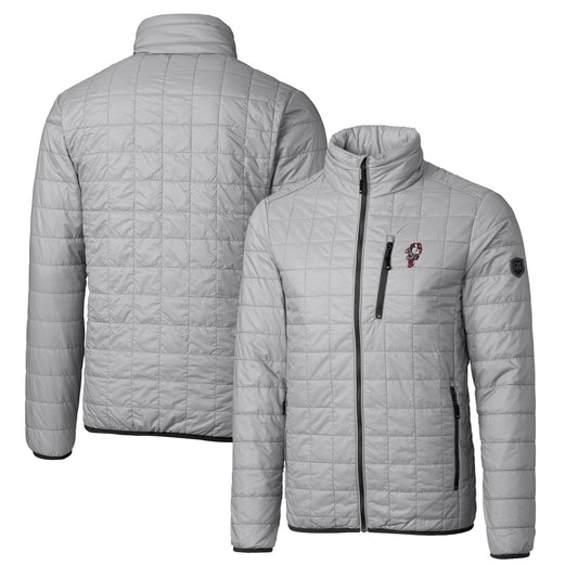 Cutter & Buck Gray Ohio State Buckeyes Primary Team Logo Rainier PrimaLoft Eco Insulated Full-Zip Puffer Jacket