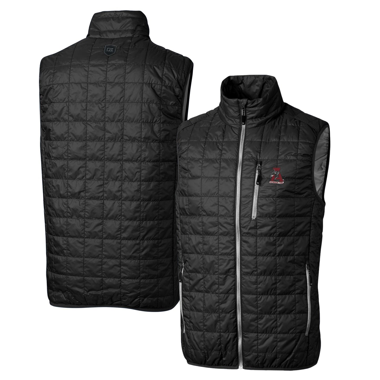 Cutter & Buck Black Alabama Crimson Tide Primary Team Logo Rainier PrimaLoft Eco Insulated Full-Zip Puffer Vest