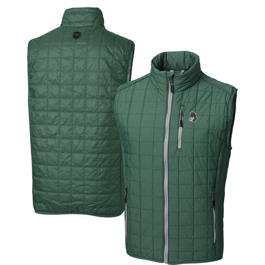 Cutter & Buck Heather Green Michigan State Spartans Primary Team Logo Rainier PrimaLoft Eco Insulated Full-Zip Puffer Vest