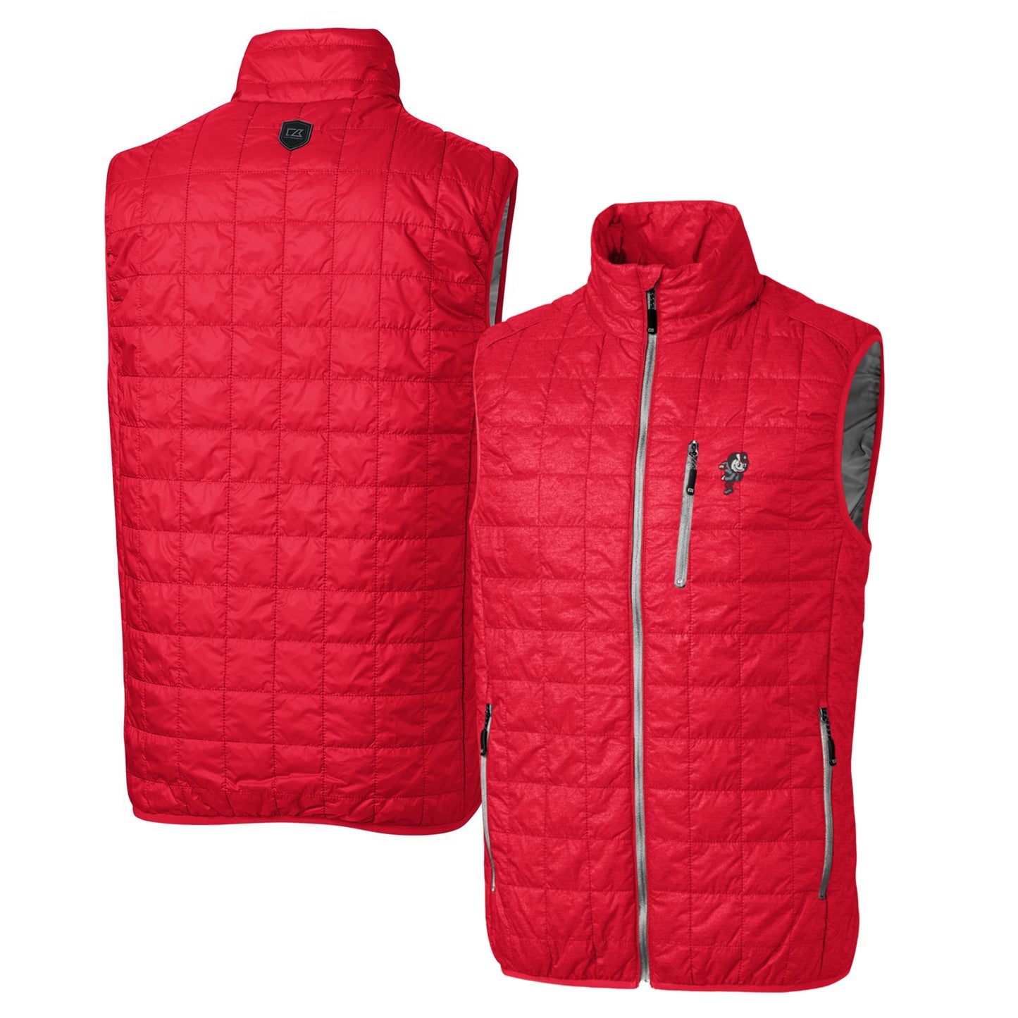 Cutter & Buck Scarlet Ohio State Buckeyes Primary Team Logo Rainier PrimaLoft Eco Insulated Full-Zip Puffer Vest