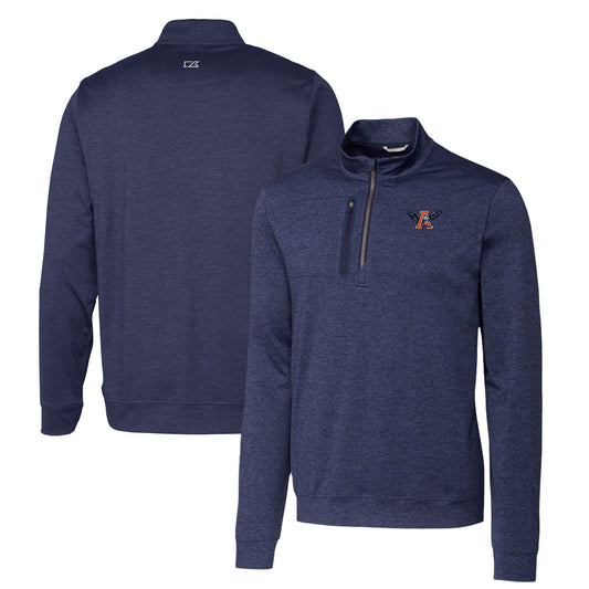 Men's Cutter & Buck Navy Auburn Tigers Heathered Vault Stealth Quarter-Zip Pullover Top