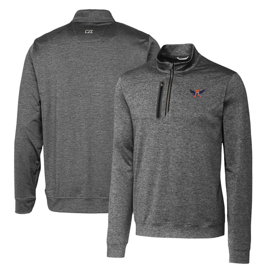 Men's Cutter & Buck Steel Auburn Tigers Heathered Vault Stealth Quarter-Zip Pullover Top