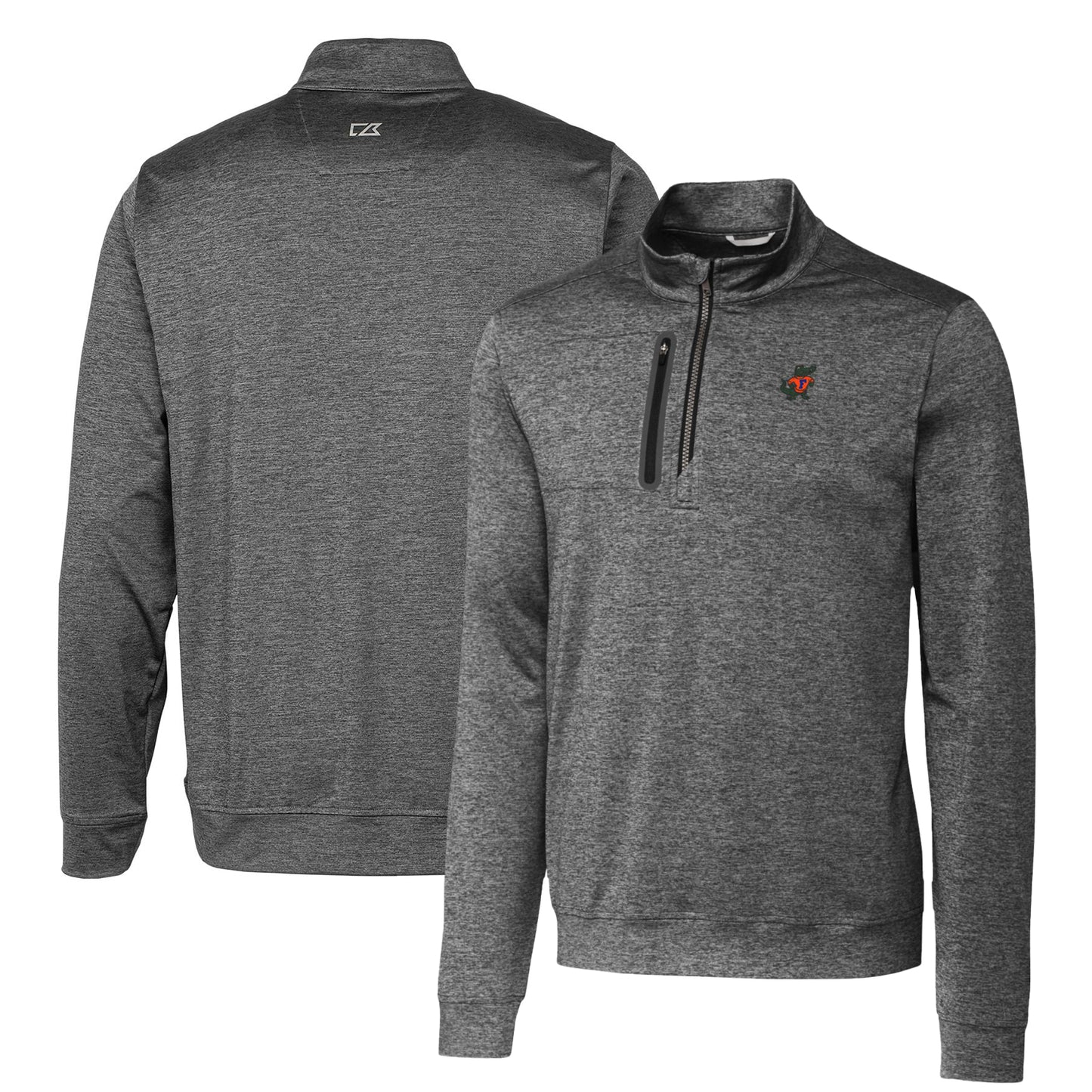 Men's Cutter & Buck Steel Florida Gators Heathered Vault Stealth Quarter-Zip Pullover Top