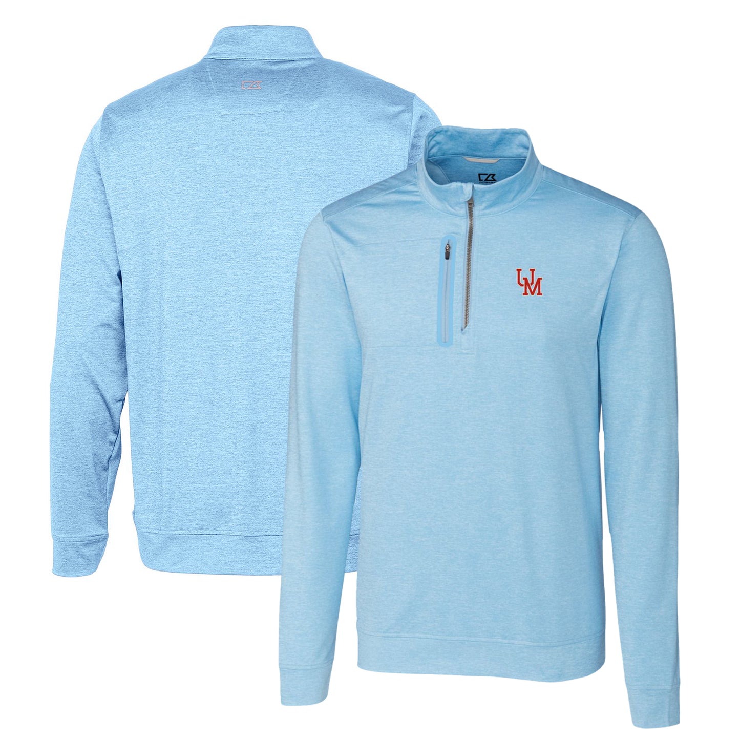 Men's Cutter & Buck Light Blue Ole Miss Rebels Heathered Vault Stealth Quarter-Zip Pullover Top