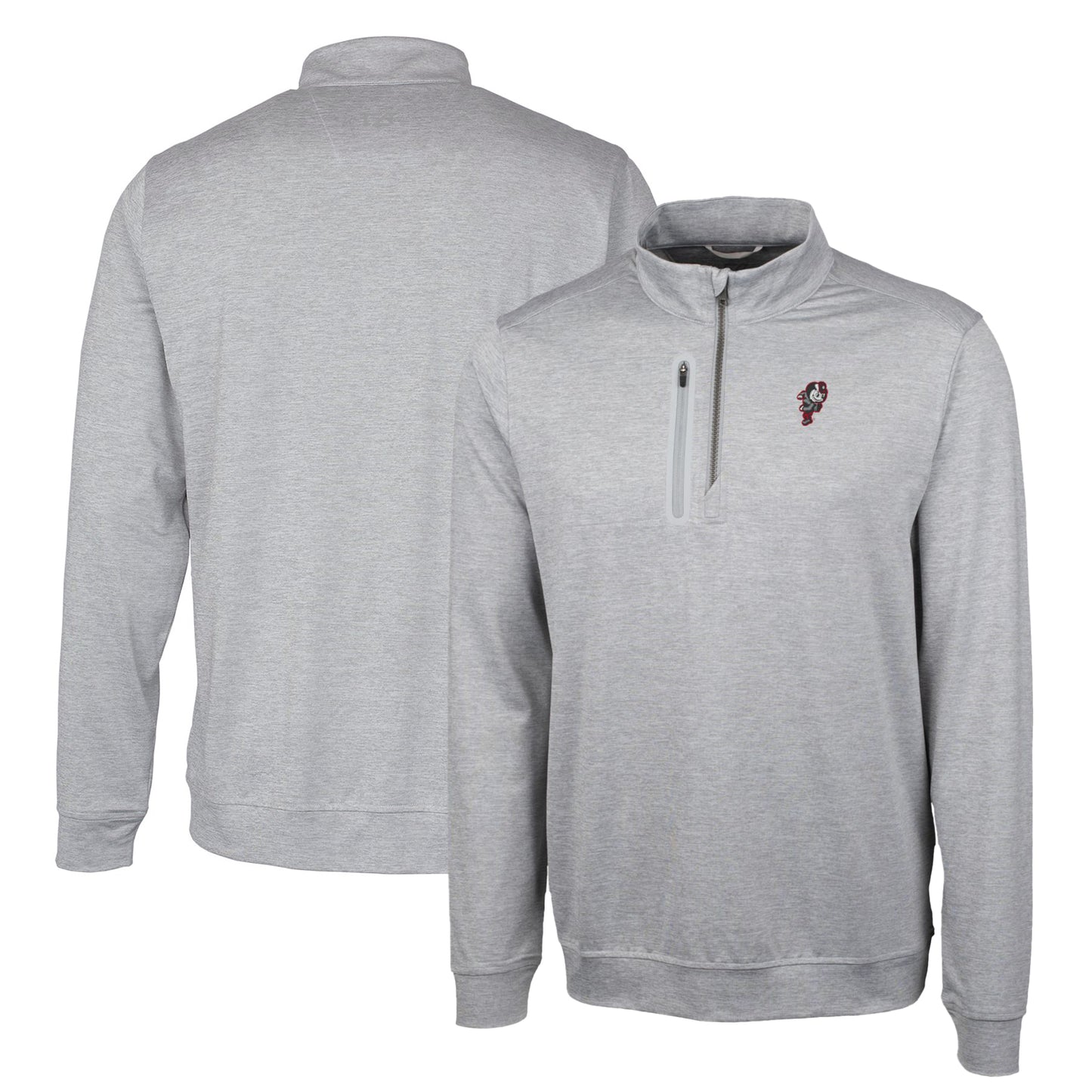 Men's Cutter & Buck Gray Ohio State Buckeyes Heathered Vault Stealth Quarter-Zip Pullover Top