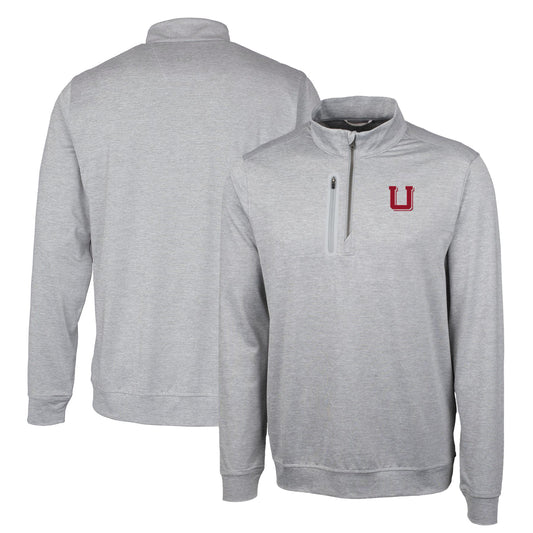 Men's Cutter & Buck Gray Utah Utes Heathered Vault Stealth Quarter-Zip Pullover Top