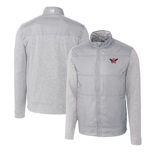 Men's Cutter & Buck Gray Auburn Tigers Vault Stealth Hybrid Quilted Full-Zip Windbreaker Jacket