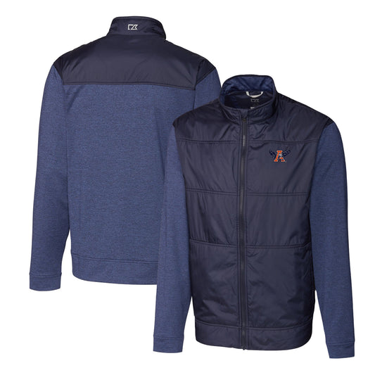 Men's Cutter & Buck Navy Auburn Tigers Vault Stealth Hybrid Quilted Full-Zip Windbreaker Jacket