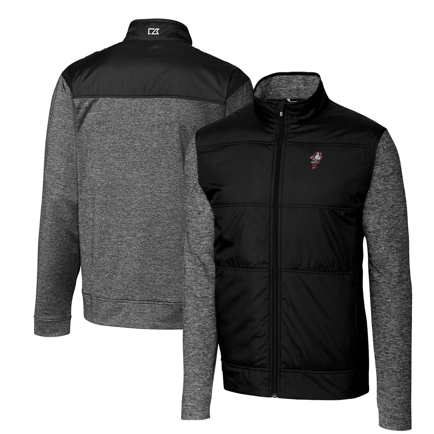 Men's Cutter & Buck Black Ohio State Buckeyes Vault Stealth Hybrid Quilted Full-Zip Windbreaker Jacket