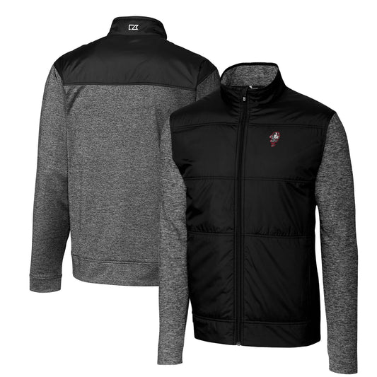 Men's Cutter & Buck Black Ohio State Buckeyes Vault Stealth Hybrid Quilted Full-Zip Windbreaker Jacket