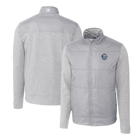 Men's Cutter & Buck Gray Penn State Nittany Lions Vault Stealth Hybrid Quilted Full-Zip Windbreaker Jacket