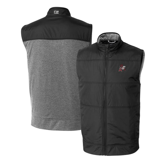 Men's Cutter & Buck Black Arkansas Razorbacks Vault Stealth Hybrid Quilted Full-Zip Windbreaker Vest