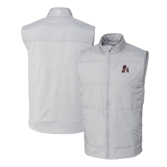 Men's Cutter & Buck Gray Arkansas Razorbacks Vault Stealth Hybrid Quilted Full-Zip Windbreaker Vest