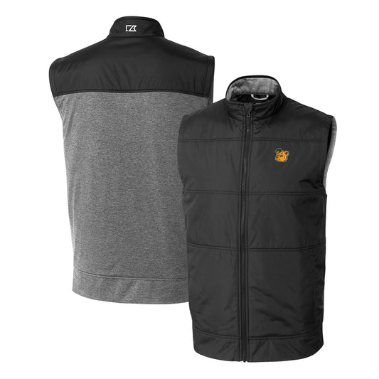 Men's Cutter & Buck Black Baylor Bears Vault Stealth Hybrid Quilted Full-Zip Windbreaker Vest