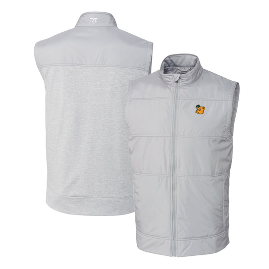 Men's Cutter & Buck Gray Baylor Bears Vault Stealth Hybrid Quilted Full-Zip Windbreaker Vest