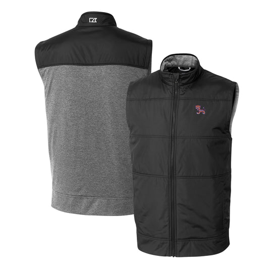 Men's Cutter & Buck Black Clemson Tigers Vault Stealth Hybrid Quilted Full-Zip Windbreaker Vest