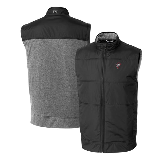 Men's Cutter & Buck Black Ohio State Buckeyes Vault Stealth Hybrid Quilted Full-Zip Windbreaker Vest