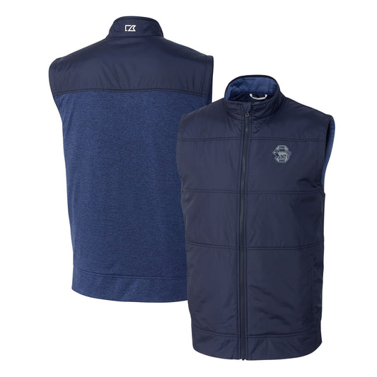 Men's Cutter & Buck Navy Penn State Nittany Lions Vault Stealth Hybrid Quilted Full-Zip Windbreaker Vest