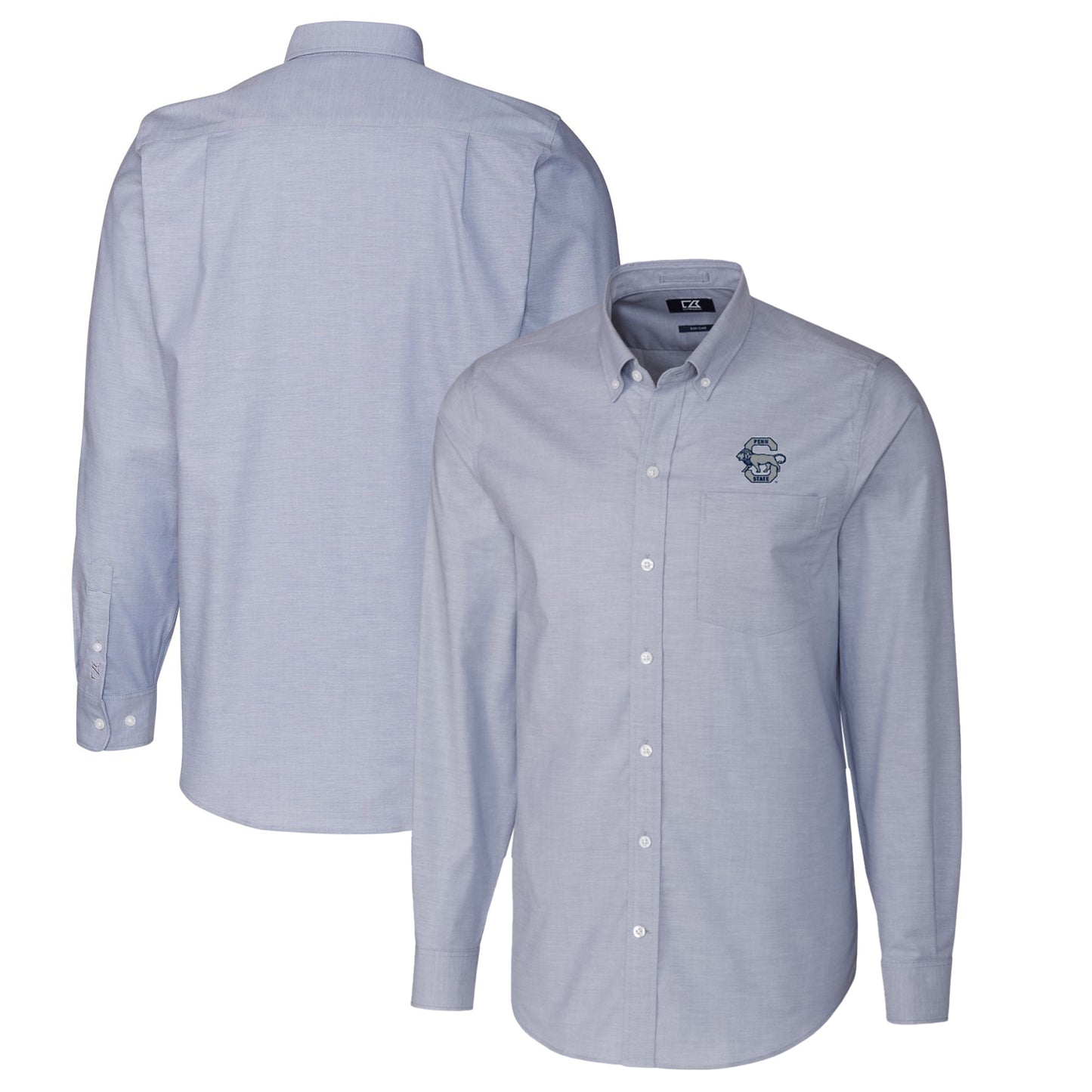 Men's Cutter & Buck Light Blue Penn State Nittany Lions Vault Stretch Oxford Long Sleeve Button-Down Shirt