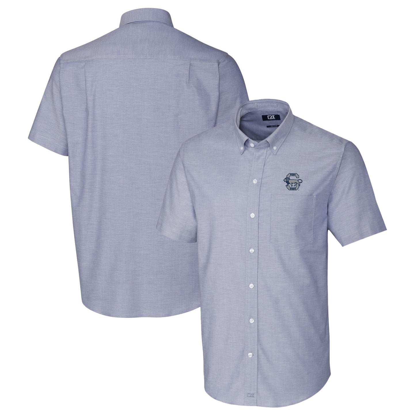 Men's Cutter & Buck Light Blue Penn State Nittany Lions Vault Stretch Oxford Short Sleeve Button-Down Shirt