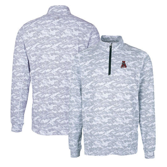 Men's Cutter & Buck Charcoal Alabama Crimson Tide Vault Traverse Camo Print Stretch Quarter-Zip Pullover Top