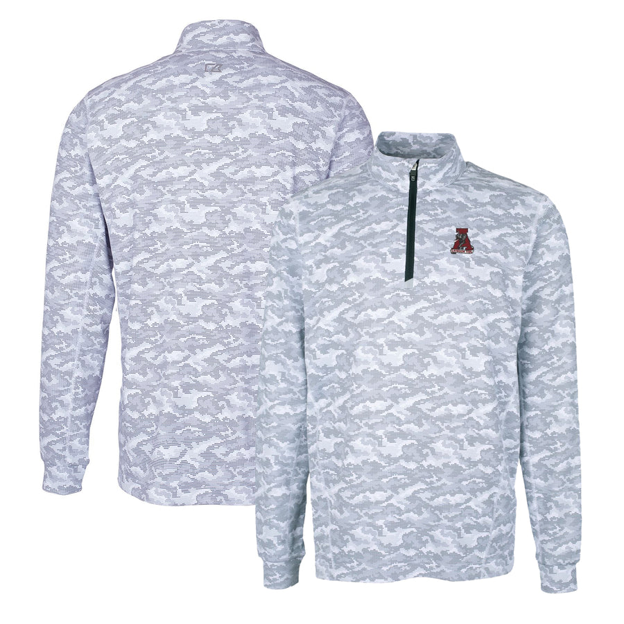 Men's Cutter & Buck Charcoal Alabama Crimson Tide Vault Traverse Camo Print Stretch Quarter-Zip Pullover Top