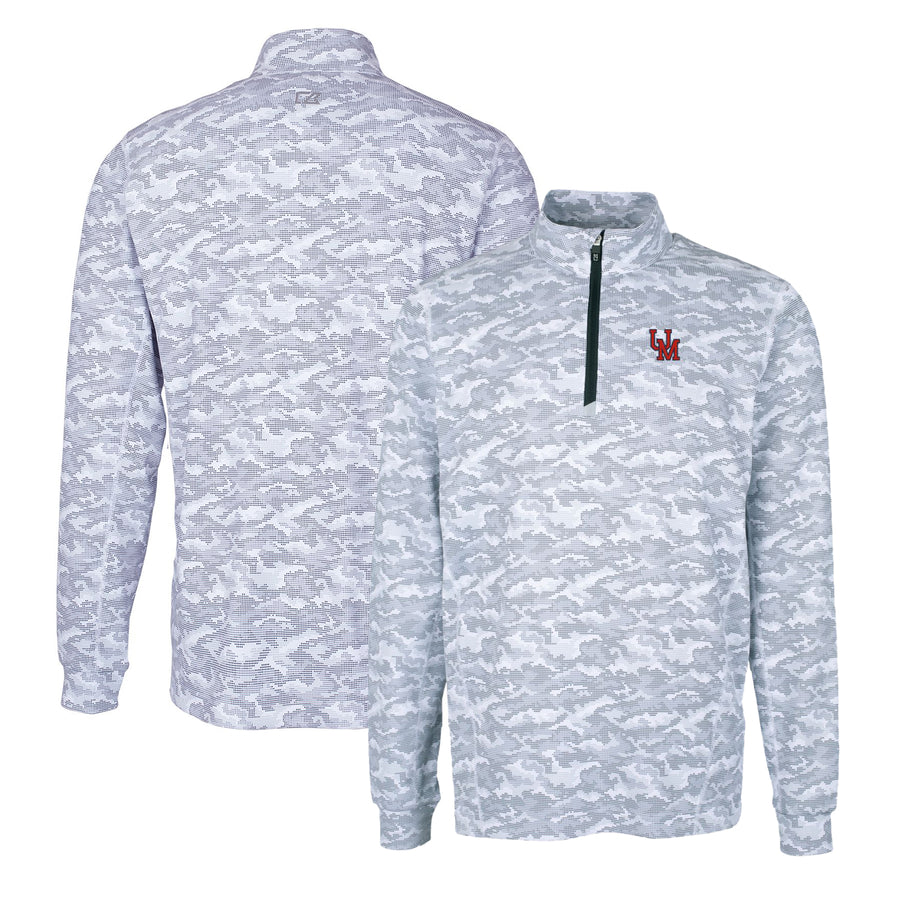 Men's Cutter & Buck Charcoal Ole Miss Rebels Vault Traverse Camo Print Stretch Quarter-Zip Pullover Top