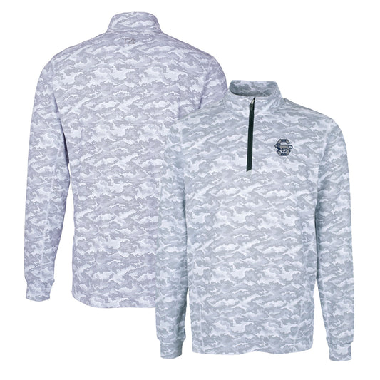Men's Cutter & Buck Charcoal Penn State Nittany Lions Vault Traverse Camo Print Stretch Quarter-Zip Pullover Top