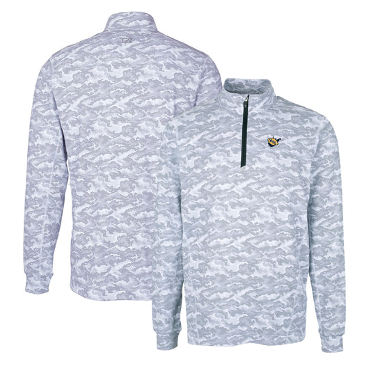 Men's Cutter & Buck Charcoal West Virginia Mountaineers Vault Traverse Camo Print Stretch Quarter-Zip Pullover Top