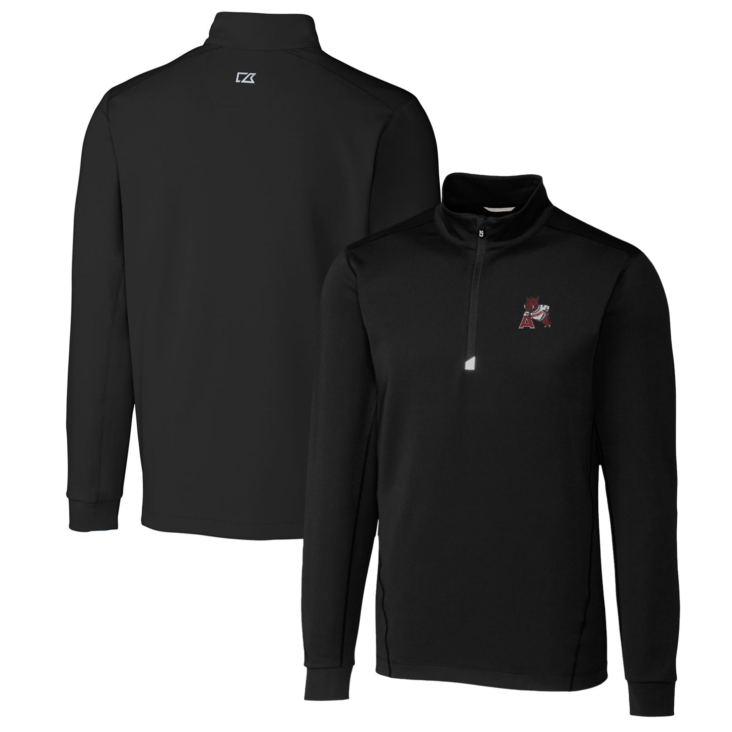 Men's Cutter & Buck Black Arkansas Razorbacks Traverse Stretch Quarter Zip-Pullover Top