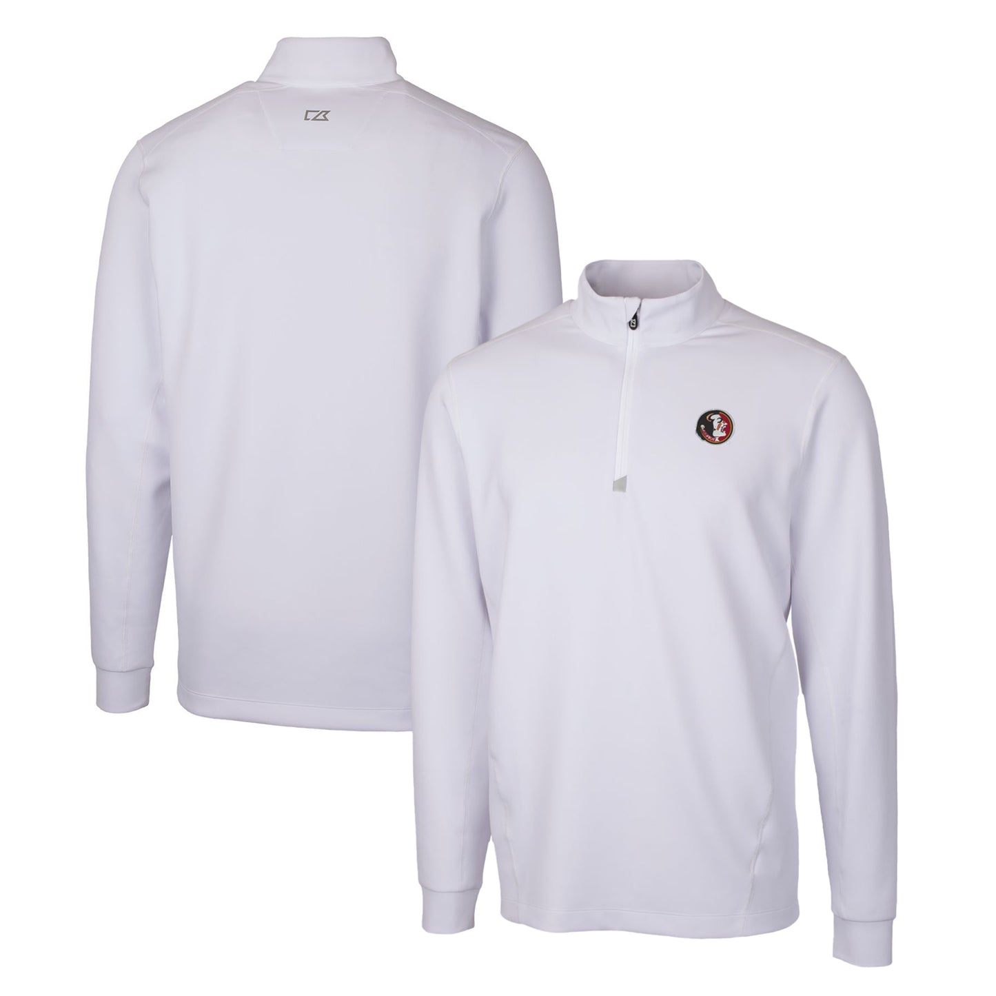 Men's Cutter & Buck White Florida State Seminoles Traverse Stretch Quarter Zip-Pullover Top