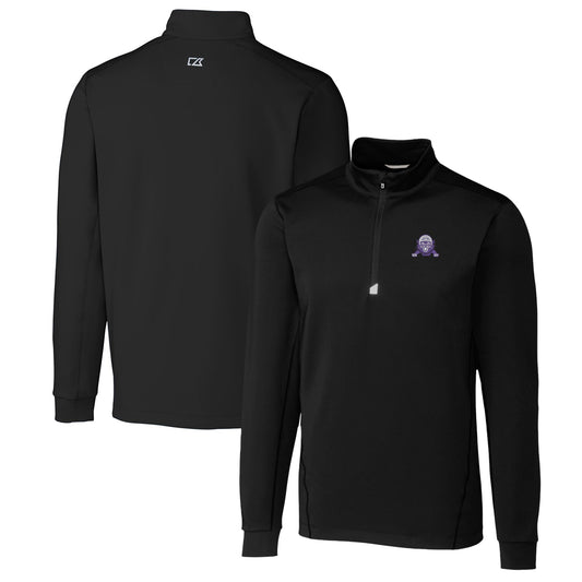 Men's Cutter & Buck Black Northwestern Wildcats Traverse Stretch Quarter Zip-Pullover Top