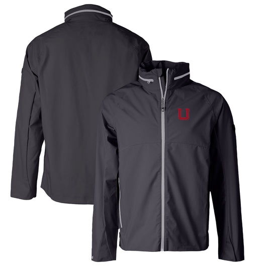 Men's Cutter & Buck Graphite Utah Utes Vapor Water Repellent Stretch Full-Zip Rain Jacket